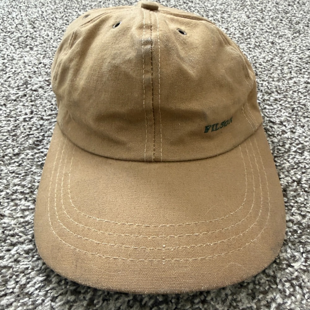 VTG Filson Logger Hat Cap Strapback Tin Cloth Low Profile Whiskey Brown